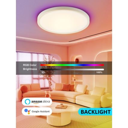 Immax NEO 07169-W60 - LED RGB+CCT Aptumšojama griestu lampa NEO LITE TUDO 65W/230V 2700-6500K Wi-Fi Tuya + tālvadības pults balta