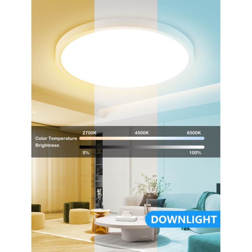Immax NEO 07169-W60 - LED RGB+CCT Aptumšojama griestu lampa NEO LITE TUDO 65W/230V 2700-6500K Wi-Fi Tuya + tālvadības pults balta