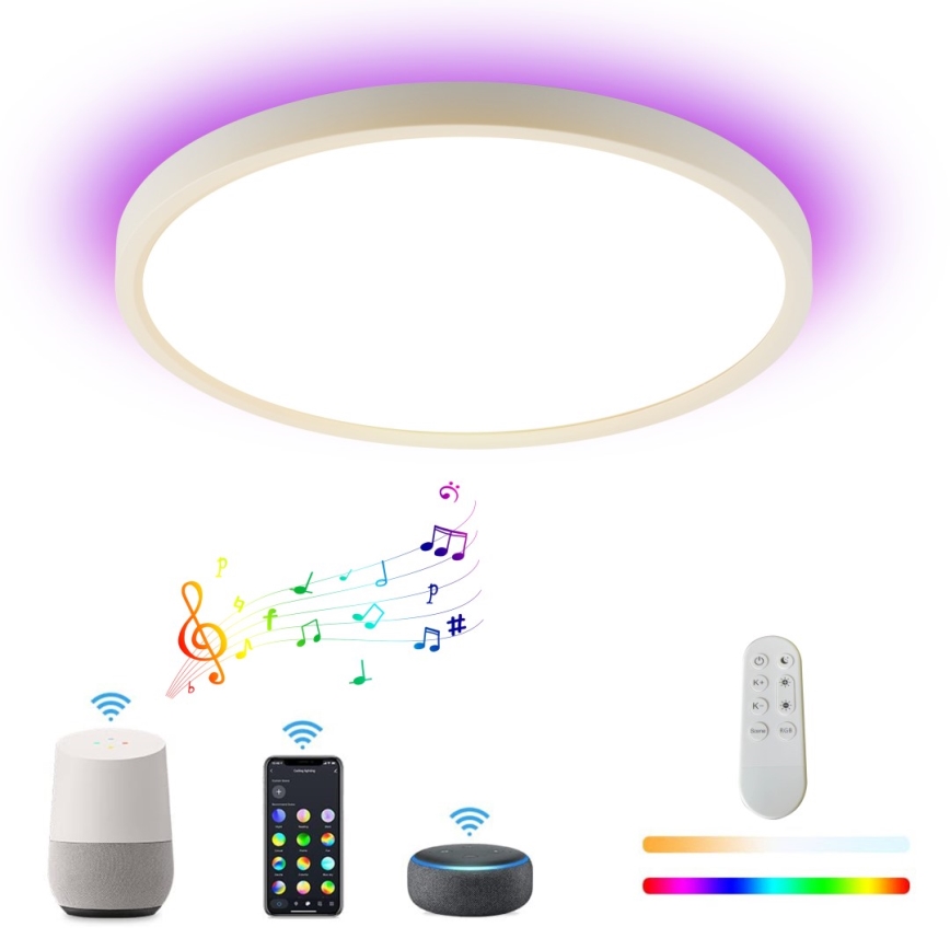 Immax NEO 07169-W60 - LED RGB+CCT Aptumšojama griestu lampa NEO LITE TUDO 65W/230V 2700-6500K Wi-Fi Tuya + tālvadības pults balta