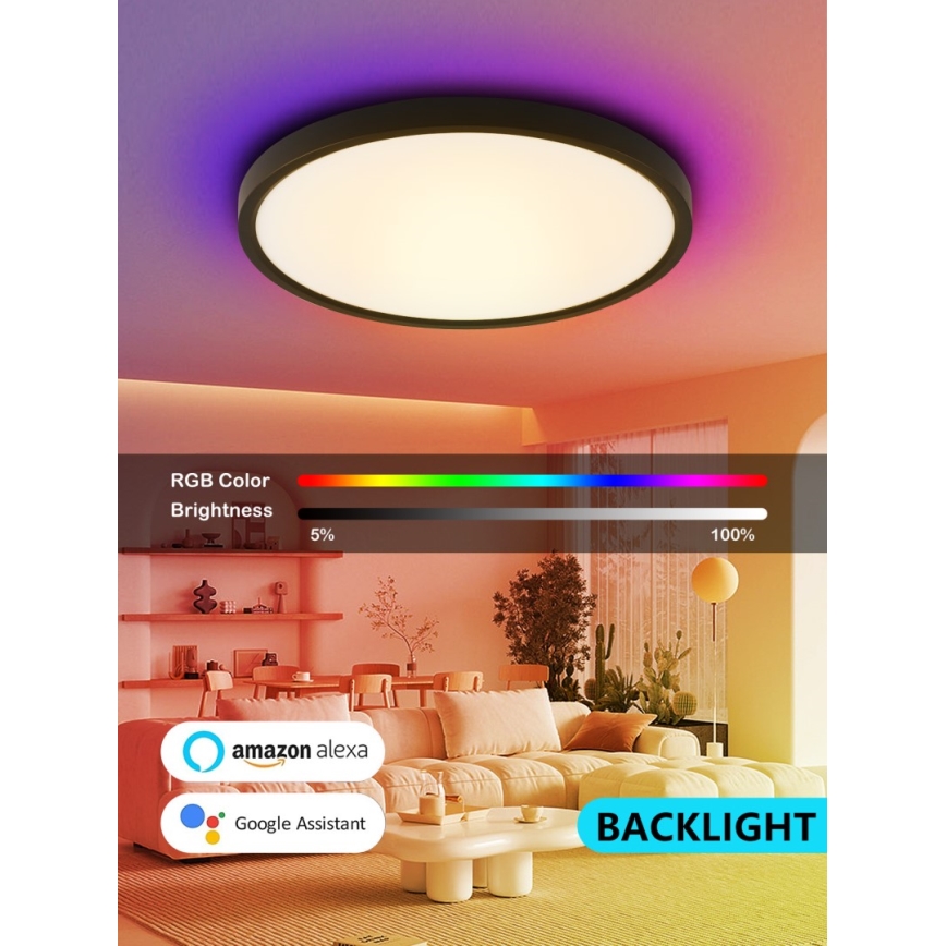 Immax NEO 07170-B60 - LED RGB+CCT Aptumšojama griestu lampa NEO LITE TUDO LED/65W/230V 2700-6500K Wi-Fi Tuya melna + tālvadības pults