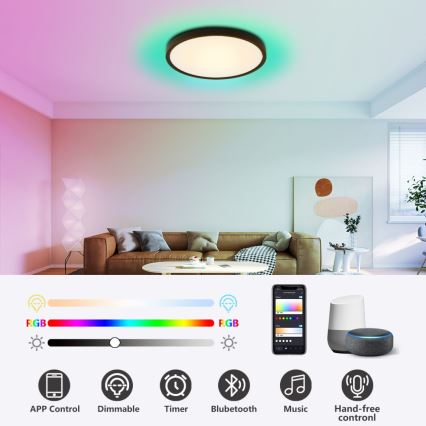 Immax NEO 07170-B60 - LED RGB+CCT Aptumšojama griestu lampa NEO LITE TUDO LED/65W/230V 2700-6500K Wi-Fi Tuya melna + tālvadības pults
