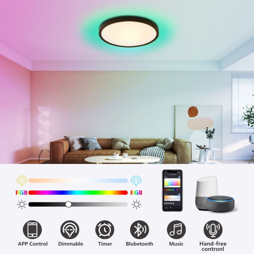 Immax NEO 07170-B60 - LED RGB+CCT Aptumšojama griestu lampa NEO LITE TUDO LED/65W/230V 2700-6500K Wi-Fi Tuya melna + tālvadības pults