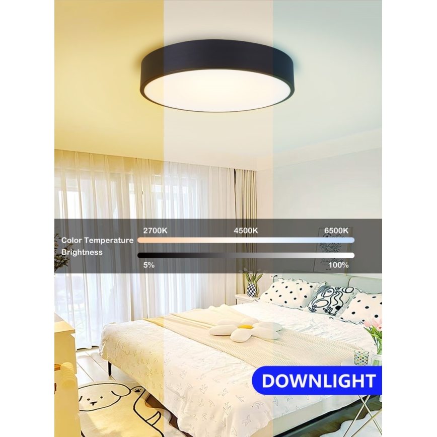 Immax NEO 07201L - LED Aptumšojama griestu lampa RONDATE LED/28W/230V melna Tuya + tālvadības pults