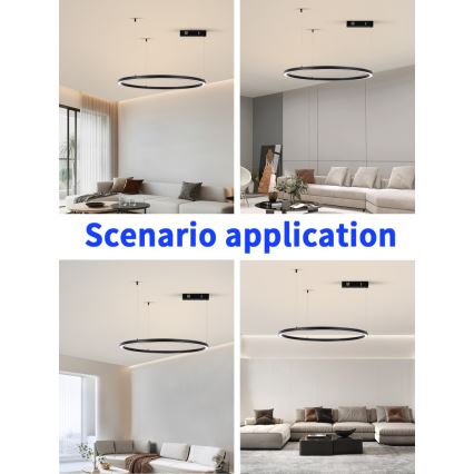 Immax NEO 07215L - LED Aptumšojama lustra ar auklu FINO LED/60W/230V 80 cm melna Tuya + tālvadības pults