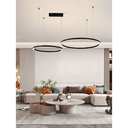 Immax NEO 07216L - LED Aptumšojama lustra ar auklu FINO LED/93W/230V 60/80cm melna Tuya + tālvadības pults