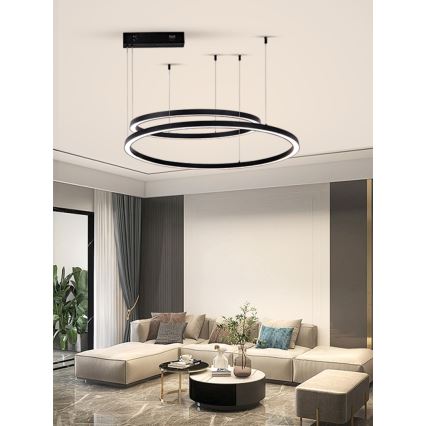 Immax NEO 07216L - LED Aptumšojama lustra ar auklu FINO LED/93W/230V 60/80cm melna Tuya + tālvadības pults