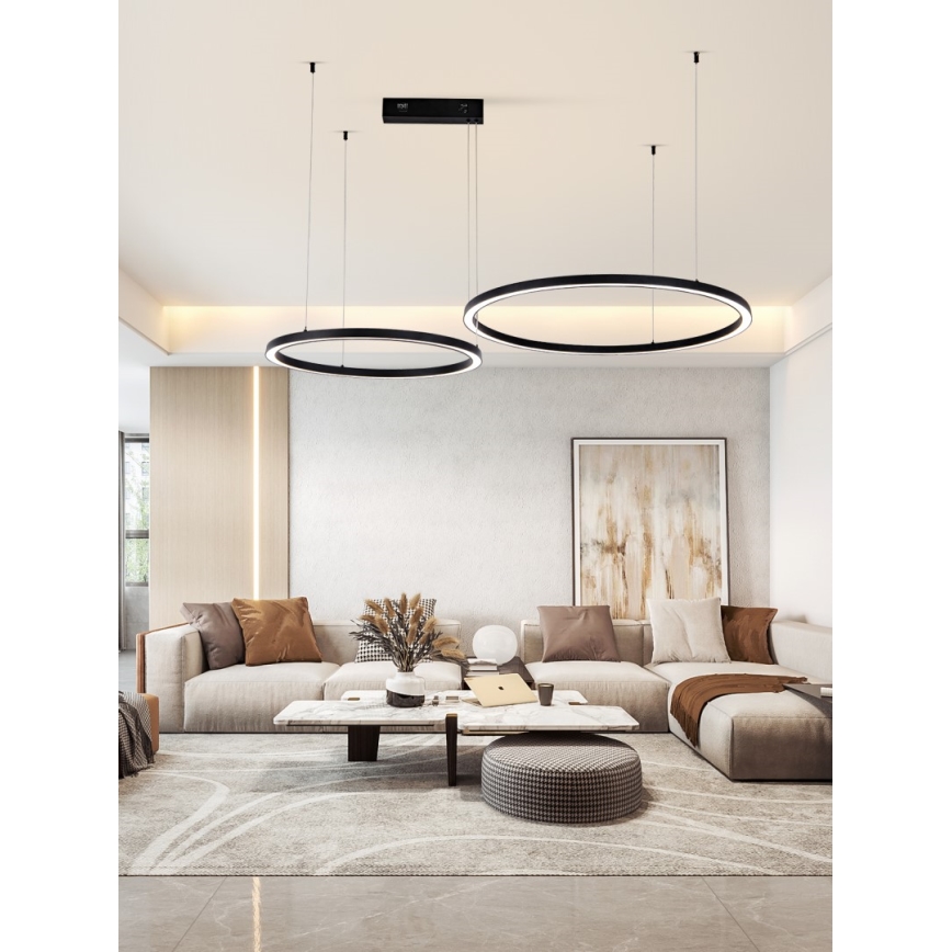 Immax NEO 07216L - LED Aptumšojama lustra ar auklu FINO LED/93W/230V 60/80cm melna Tuya + tālvadības pults