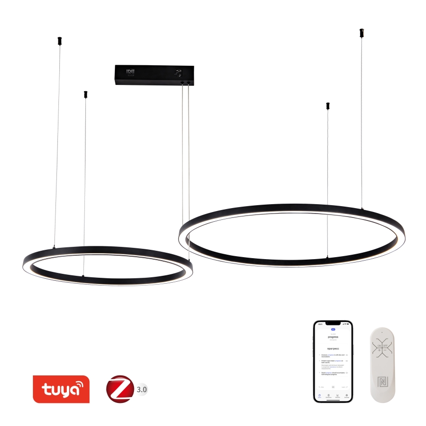 Immax NEO 07216L - LED Aptumšojama lustra ar auklu FINO LED/93W/230V 60/80cm melna Tuya + tālvadības pults