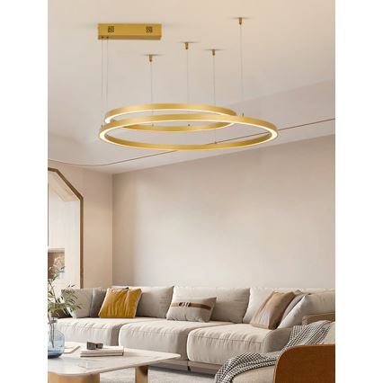 Immax NEO 07218L - LED Aptumšojama lustra ar auklu FINO LED/93W/230V 60/80cm zelta Tuya + tālvadības pults