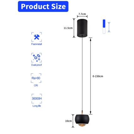 Immax NEO 07219L - LED Aptumšojama lustra ar auklu DORMINE LED/6W/230V matēts melna Tuya + tālvadības pults