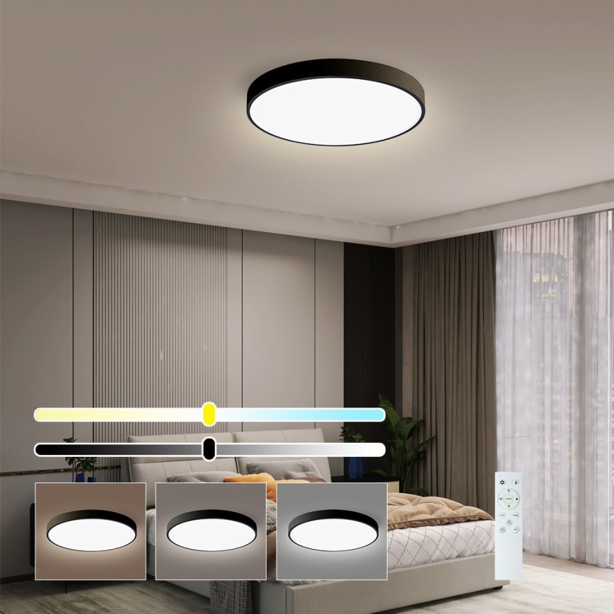 Immax NEO 07248L - LED Aptumšojama griestu lampa NEO LITE SEMPLICI LED/36W/230V 3000-6000K Wi-Fi Tuya melna + tālvadības pults