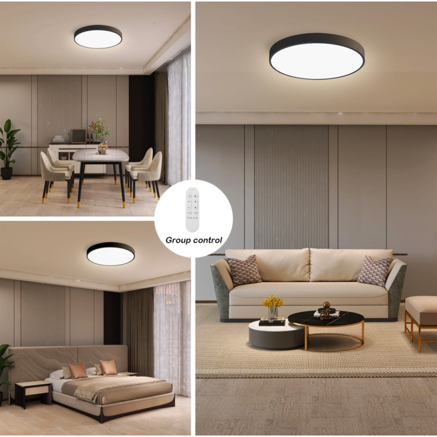 Immax NEO 07248L - LED Aptumšojama griestu lampa NEO LITE SEMPLICI LED/36W/230V 3000-6000K Wi-Fi Tuya melna + tālvadības pults