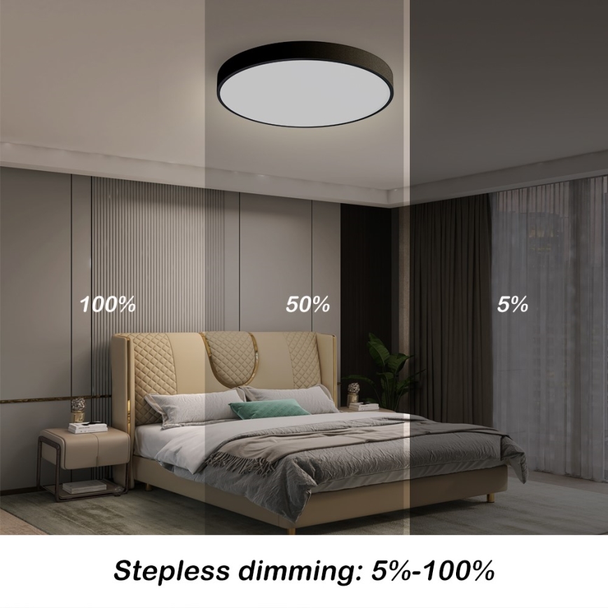 Immax NEO 07248L - LED Aptumšojama griestu lampa NEO LITE SEMPLICI LED/36W/230V 3000-6000K Wi-Fi Tuya melna + tālvadības pults