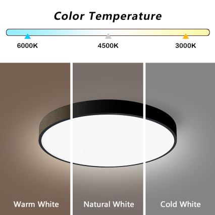 Immax NEO 07248L - LED Aptumšojama griestu lampa NEO LITE SEMPLICI LED/36W/230V 3000-6000K Wi-Fi Tuya melna + tālvadības pults