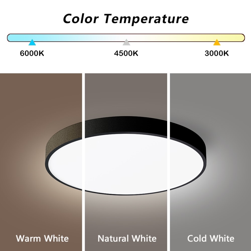 Immax NEO 07248L - LED Aptumšojama griestu lampa NEO LITE SEMPLICI LED/36W/230V 3000-6000K Wi-Fi Tuya melna + tālvadības pults