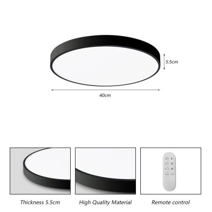 Immax NEO 07248L - LED Aptumšojama griestu lampa NEO LITE SEMPLICI LED/36W/230V 3000-6000K Wi-Fi Tuya melna + tālvadības pults