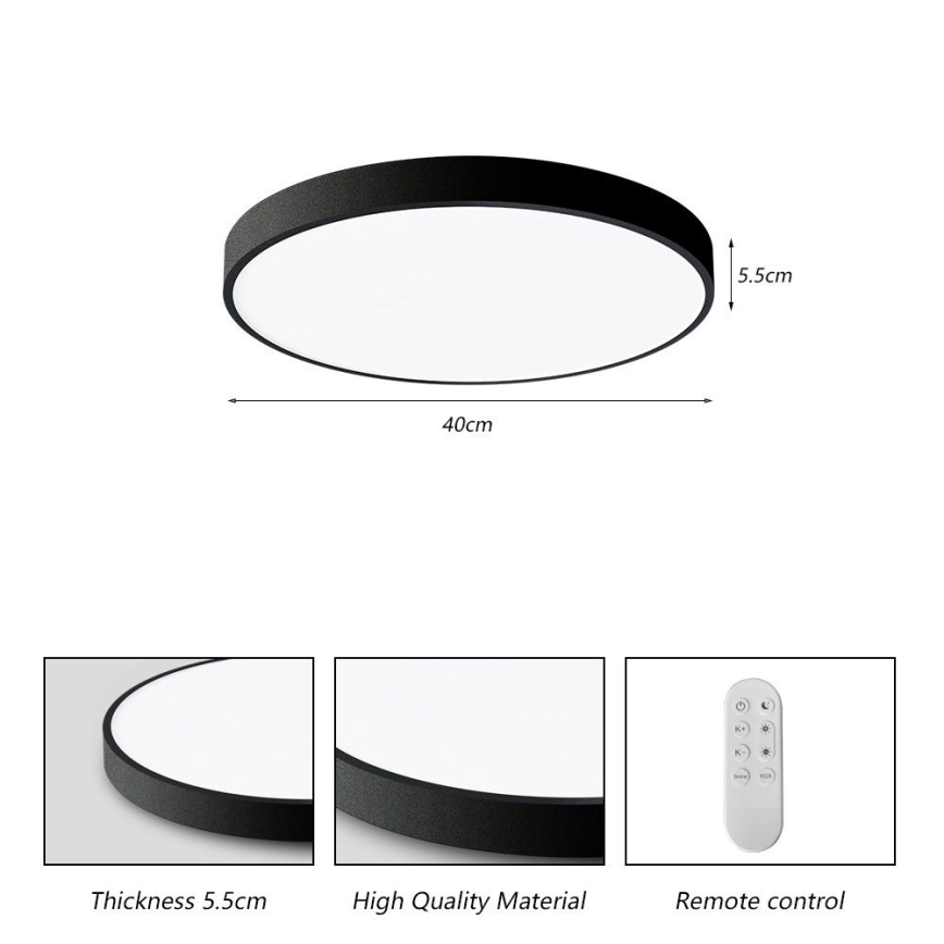Immax NEO 07248L - LED Aptumšojama griestu lampa NEO LITE SEMPLICI LED/36W/230V 3000-6000K Wi-Fi Tuya melna + tālvadības pults