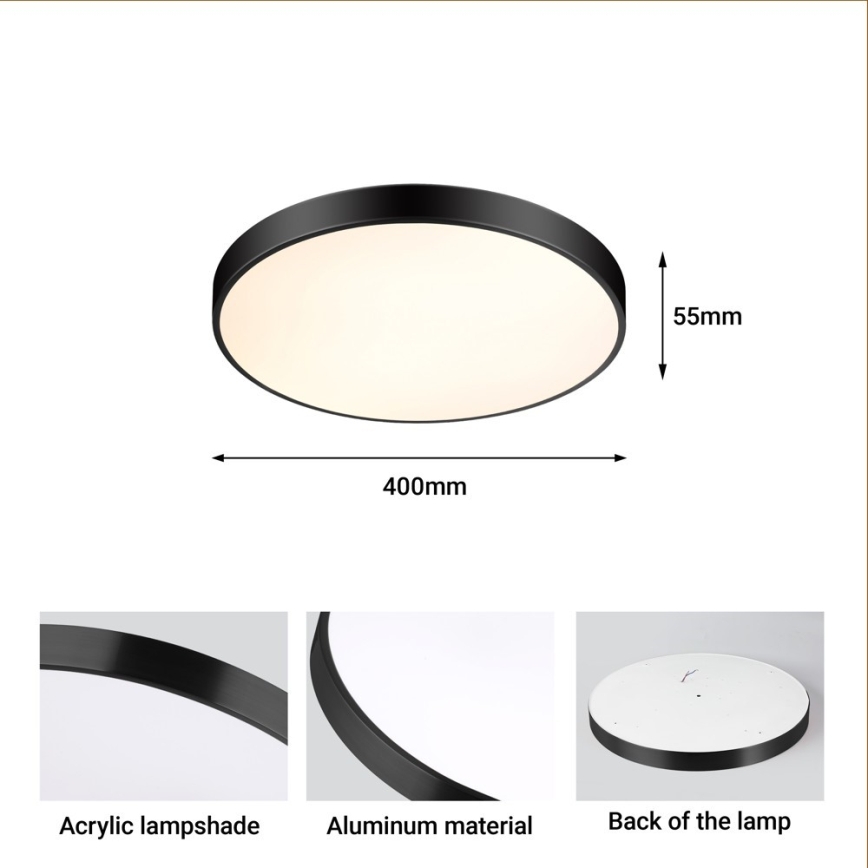 Immax NEO 07248L - LED Aptumšojama griestu lampa NEO LITE SEMPLICI LED/36W/230V 3000-6000K Wi-Fi Tuya melna + tālvadības pults
