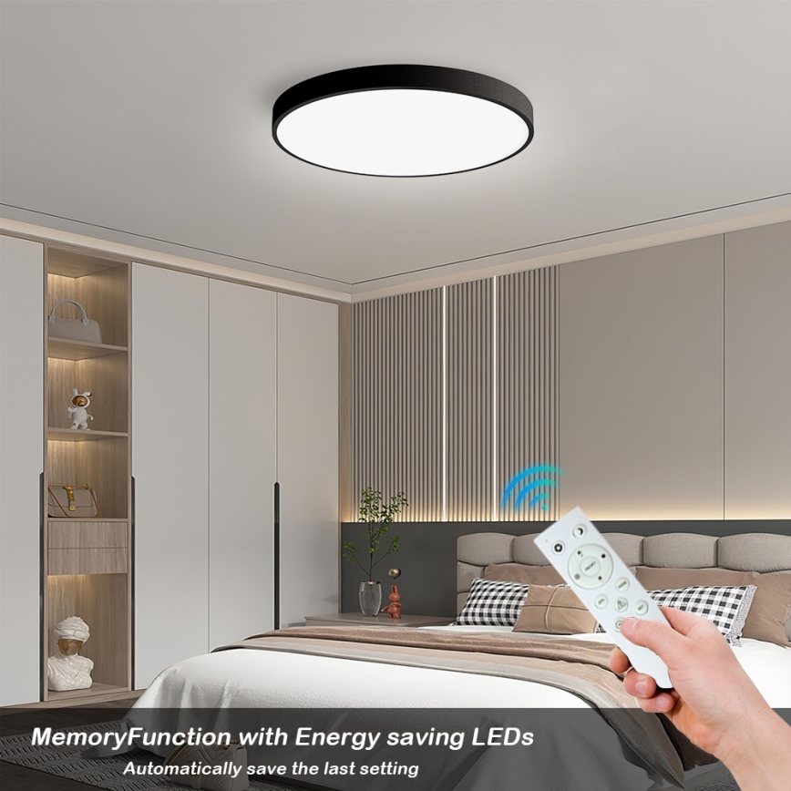 Immax NEO 07249L - LED Aptumšojama griestu lampa NEO LITE SEMPLICI LED/48W/230V 3000-6000K Wi-Fi Tuya melna + tālvadības pults