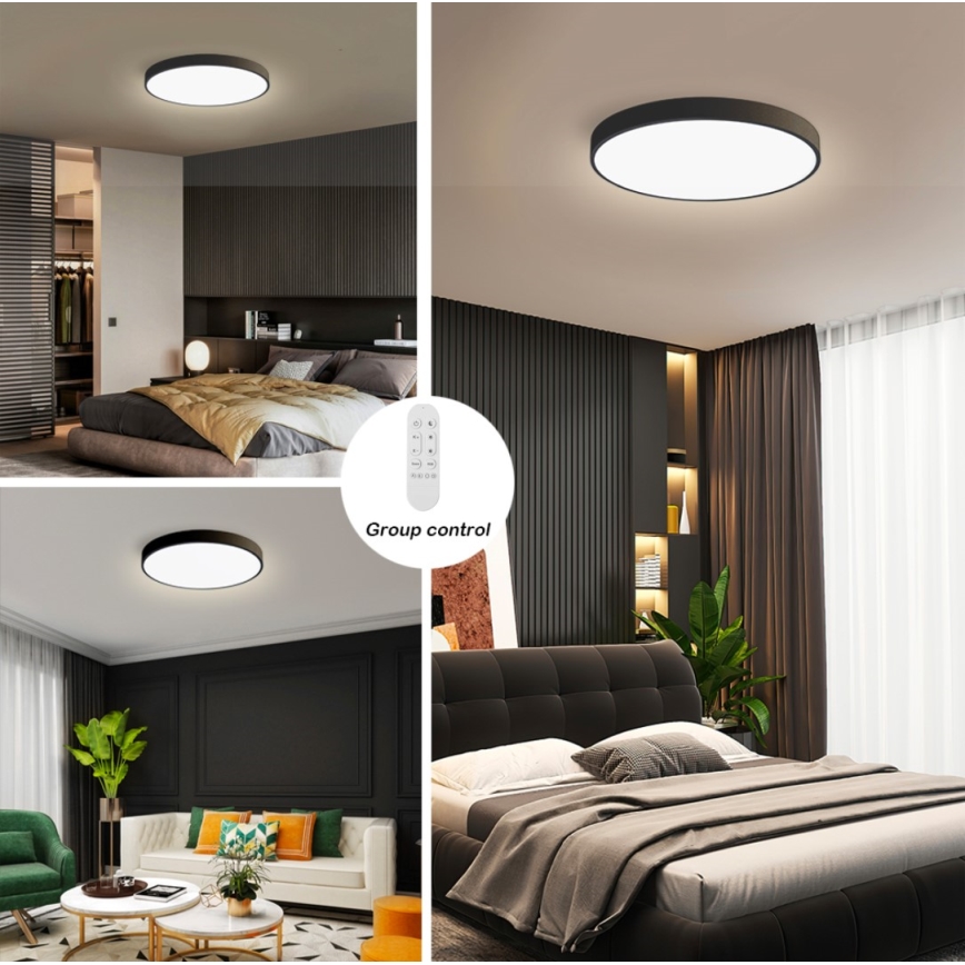 Immax NEO 07249L - LED Aptumšojama griestu lampa NEO LITE SEMPLICI LED/48W/230V 3000-6000K Wi-Fi Tuya melna + tālvadības pults