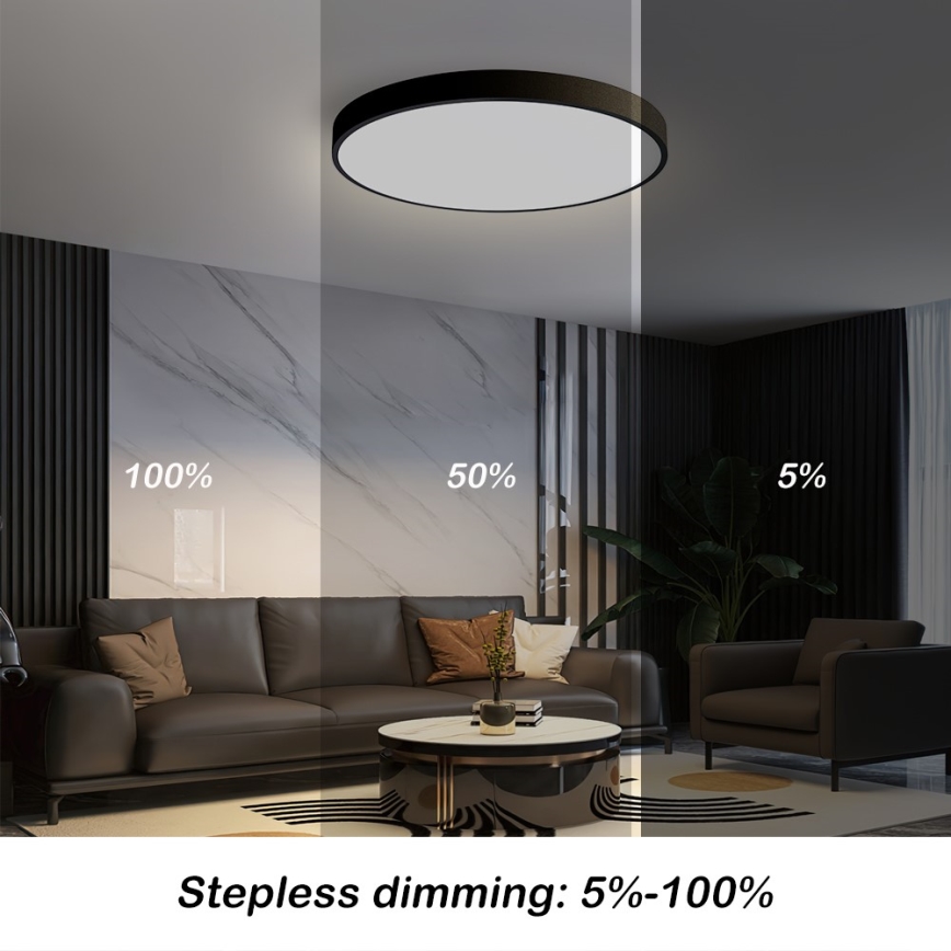 Immax NEO 07249L - LED Aptumšojama griestu lampa NEO LITE SEMPLICI LED/48W/230V 3000-6000K Wi-Fi Tuya melna + tālvadības pults