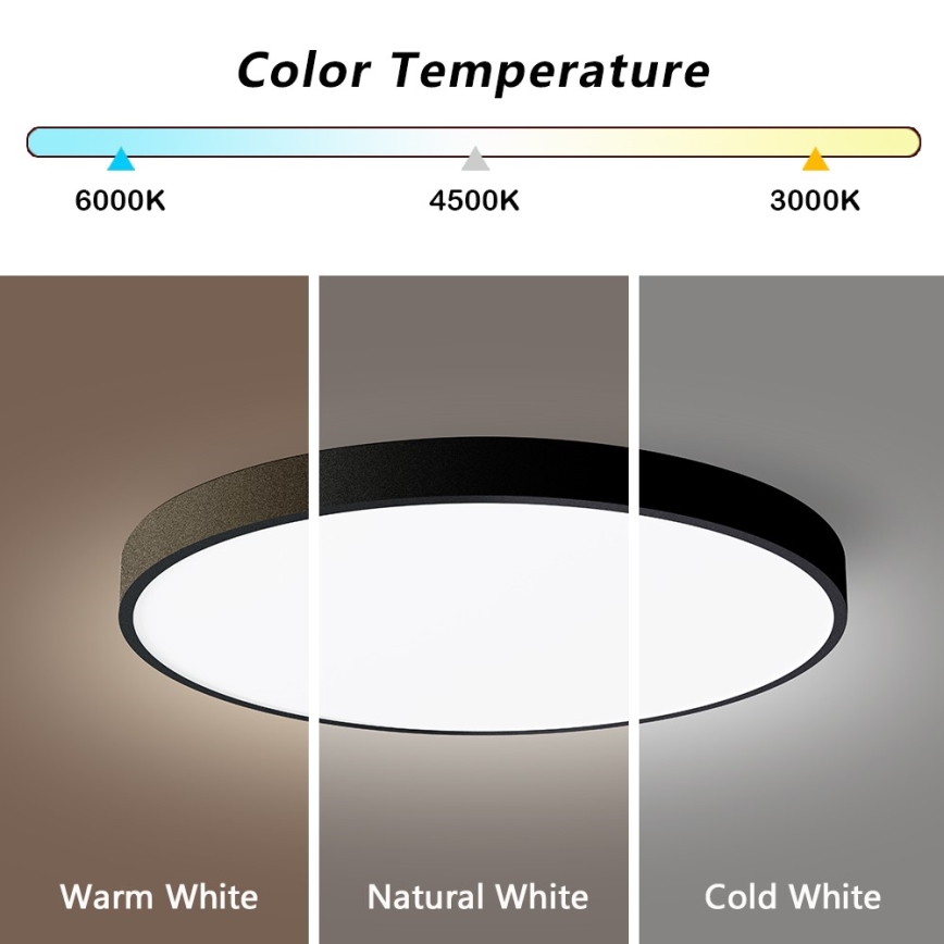 Immax NEO 07249L - LED Aptumšojama griestu lampa NEO LITE SEMPLICI LED/48W/230V 3000-6000K Wi-Fi Tuya melna + tālvadības pults