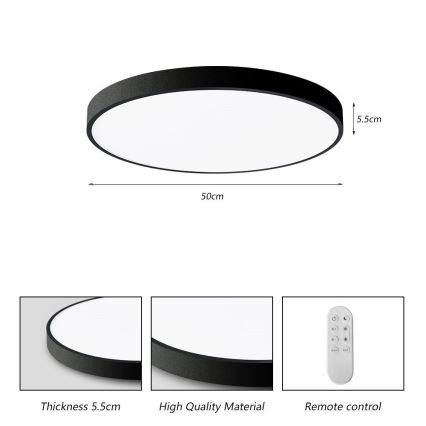 Immax NEO 07249L - LED Aptumšojama griestu lampa NEO LITE SEMPLICI LED/48W/230V 3000-6000K Wi-Fi Tuya melna + tālvadības pults