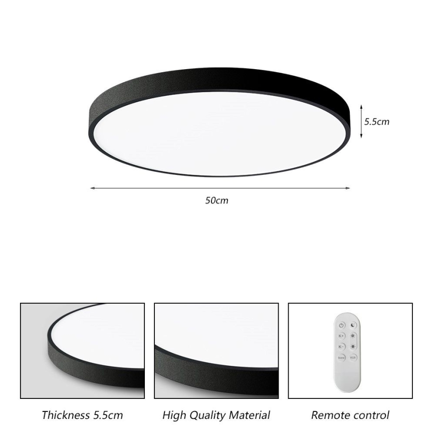 Immax NEO 07249L - LED Aptumšojama griestu lampa NEO LITE SEMPLICI LED/48W/230V 3000-6000K Wi-Fi Tuya melna + tālvadības pults