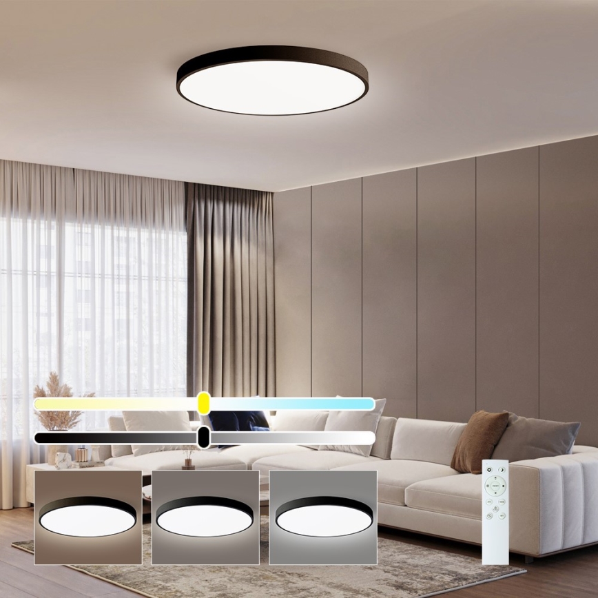 Immax NEO 07250L - LED Aptumšojama griestu lampa NEO LITE SEMPLICI LED/60W/230V 3000-6000K Wi-Fi Tuya melna + tālvadības pults