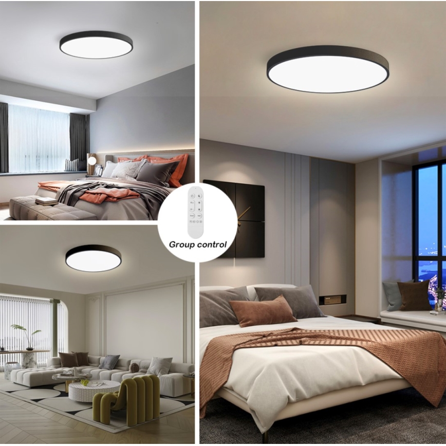 Immax NEO 07250L - LED Aptumšojama griestu lampa NEO LITE SEMPLICI LED/60W/230V 3000-6000K Wi-Fi Tuya melna + tālvadības pults