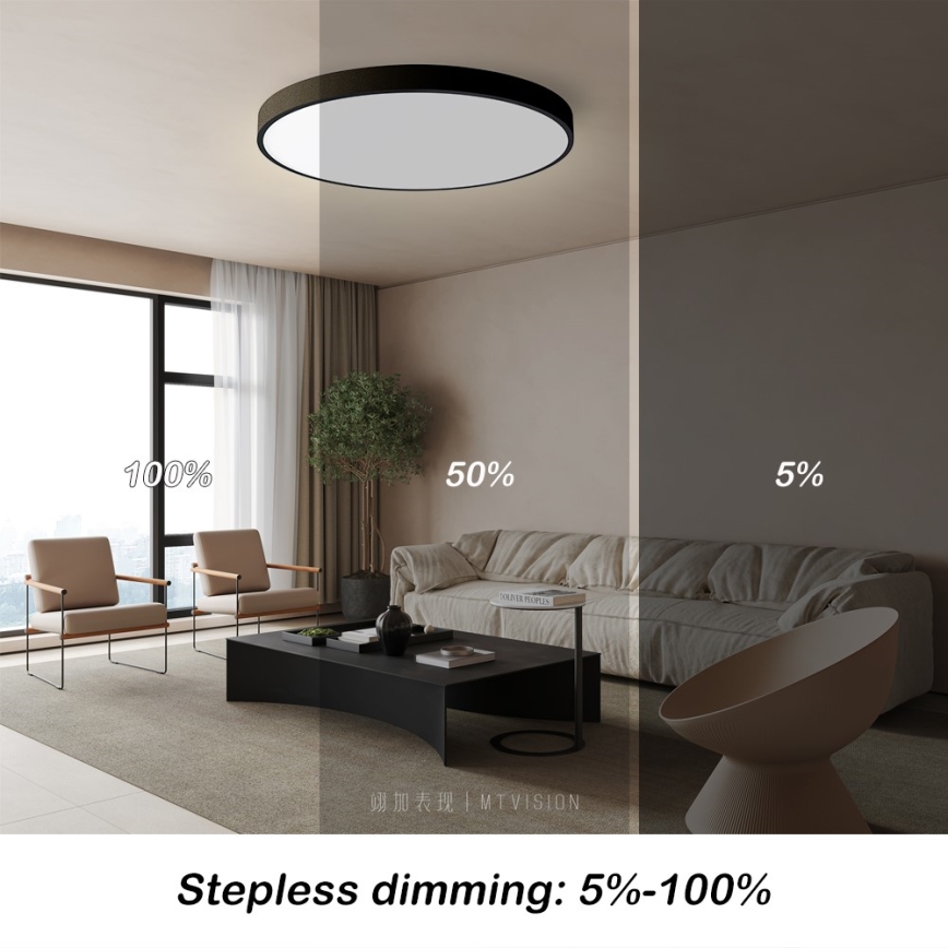 Immax NEO 07250L - LED Aptumšojama griestu lampa NEO LITE SEMPLICI LED/60W/230V 3000-6000K Wi-Fi Tuya melna + tālvadības pults