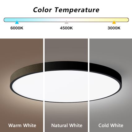 Immax NEO 07250L - LED Aptumšojama griestu lampa NEO LITE SEMPLICI LED/60W/230V 3000-6000K Wi-Fi Tuya melna + tālvadības pults