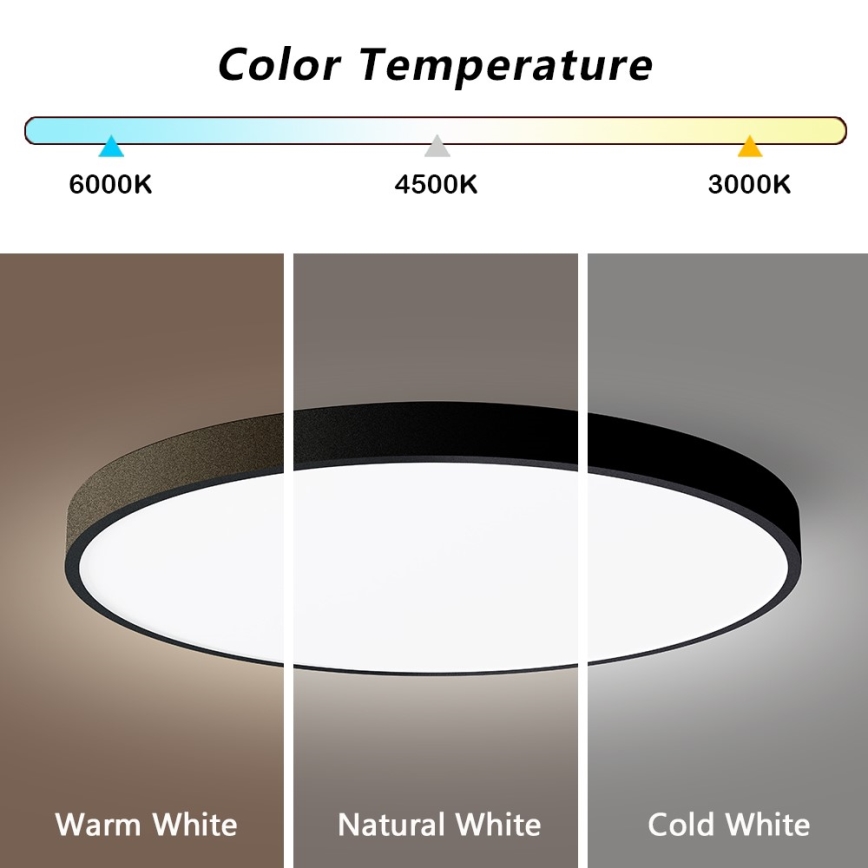 Immax NEO 07250L - LED Aptumšojama griestu lampa NEO LITE SEMPLICI LED/60W/230V 3000-6000K Wi-Fi Tuya melna + tālvadības pults