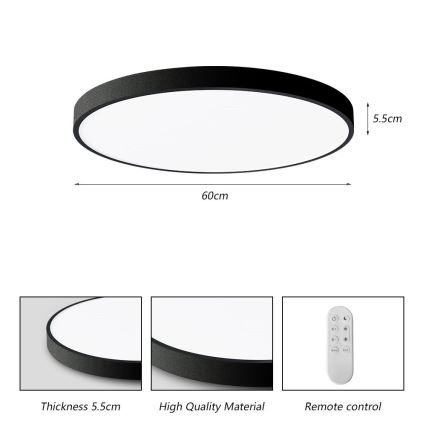 Immax NEO 07250L - LED Aptumšojama griestu lampa NEO LITE SEMPLICI LED/60W/230V 3000-6000K Wi-Fi Tuya melna + tālvadības pults