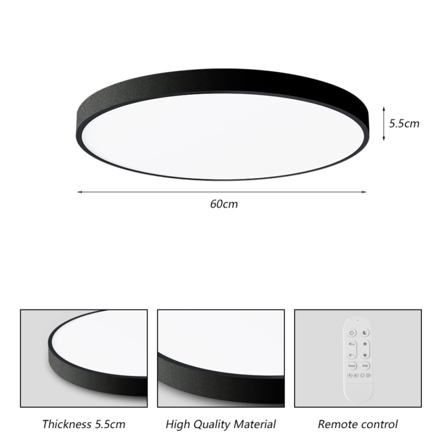 Immax NEO 07250L - LED Aptumšojama griestu lampa NEO LITE SEMPLICI LED/60W/230V 3000-6000K Wi-Fi Tuya melna + tālvadības pults