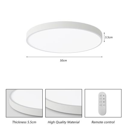 Immax NEO 07252L - LED Aptumšojama griestu lampa NEO LITE SEMPLICI LED/48W/230V 3000-6000K Wi-Fi Tuya balta + tālvadības pults