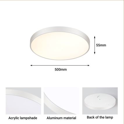 Immax NEO 07252L - LED Aptumšojama griestu lampa NEO LITE SEMPLICI LED/48W/230V 3000-6000K Wi-Fi Tuya balta + tālvadības pults