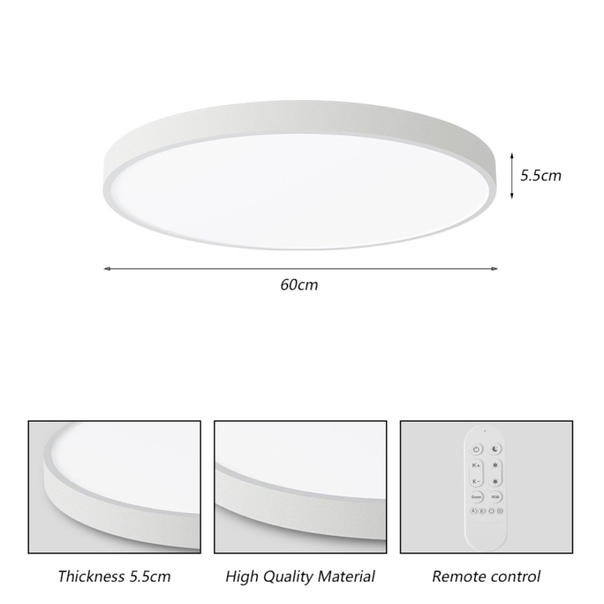 Immax NEO 07253L - LED Aptumšojama griestu lampa NEO LITE SEMPLICI LED/60W/230V 3000-6000K Wi-Fi Tuya balta + tālvadības pults