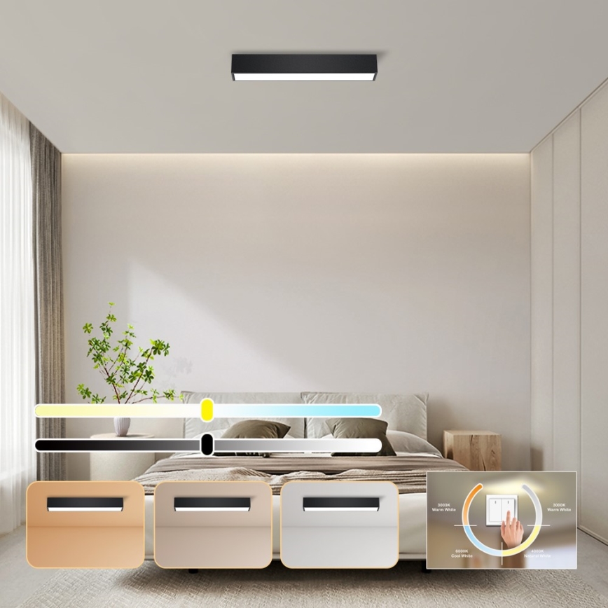 Immax NEO 07254L - LED Aptumšojama griestu lampa NEO LITE LUNGO LED/20W/230V 3000-6000K Wi-Fi Tuya melna + tālvadības pults