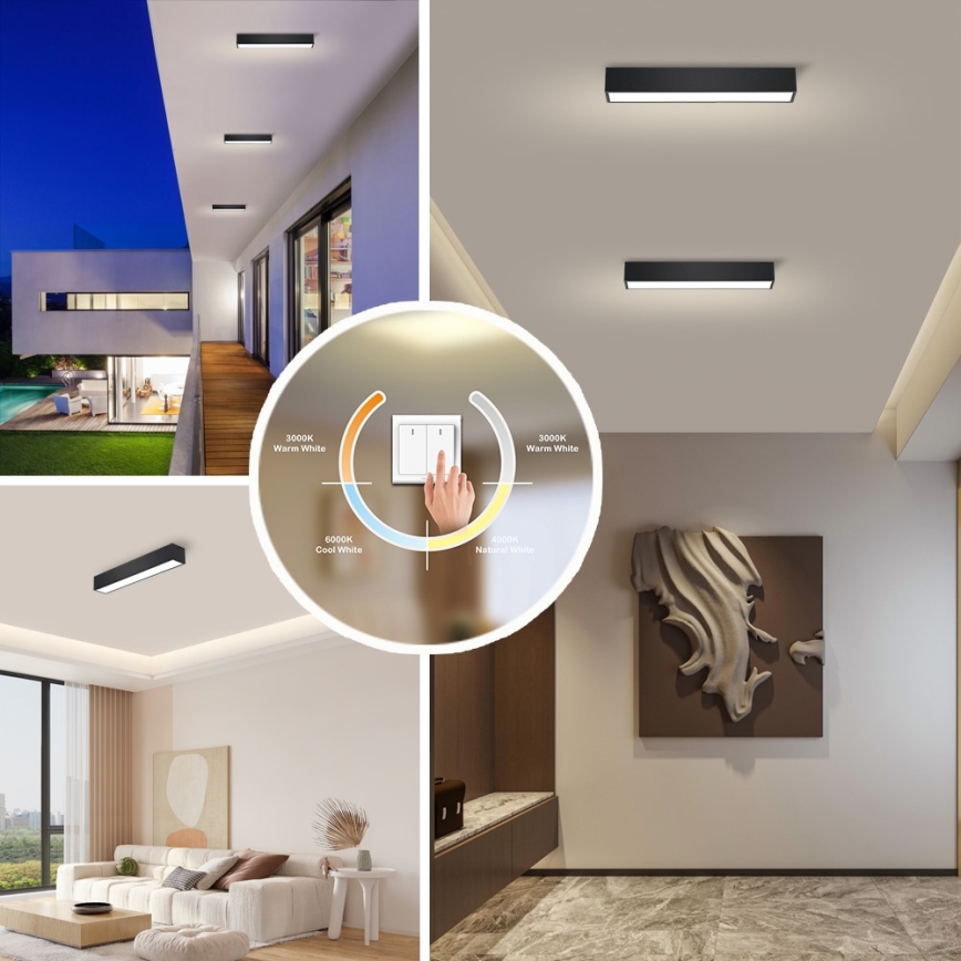 Immax NEO 07254L - LED Aptumšojama griestu lampa NEO LITE LUNGO LED/20W/230V 3000-6000K Wi-Fi Tuya melna + tālvadības pults