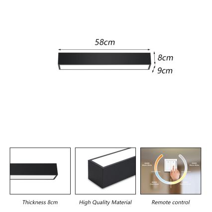 Immax NEO 07254L - LED Aptumšojama griestu lampa NEO LITE LUNGO LED/20W/230V 3000-6000K Wi-Fi Tuya melna + tālvadības pults