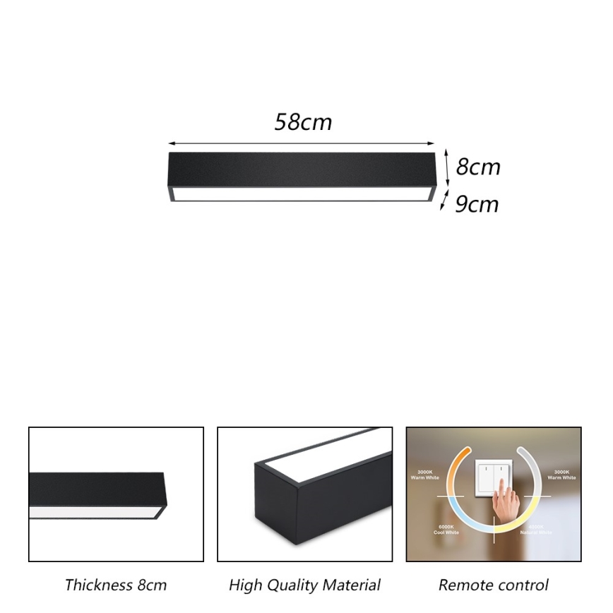 Immax NEO 07254L - LED Aptumšojama griestu lampa NEO LITE LUNGO LED/20W/230V 3000-6000K Wi-Fi Tuya melna + tālvadības pults