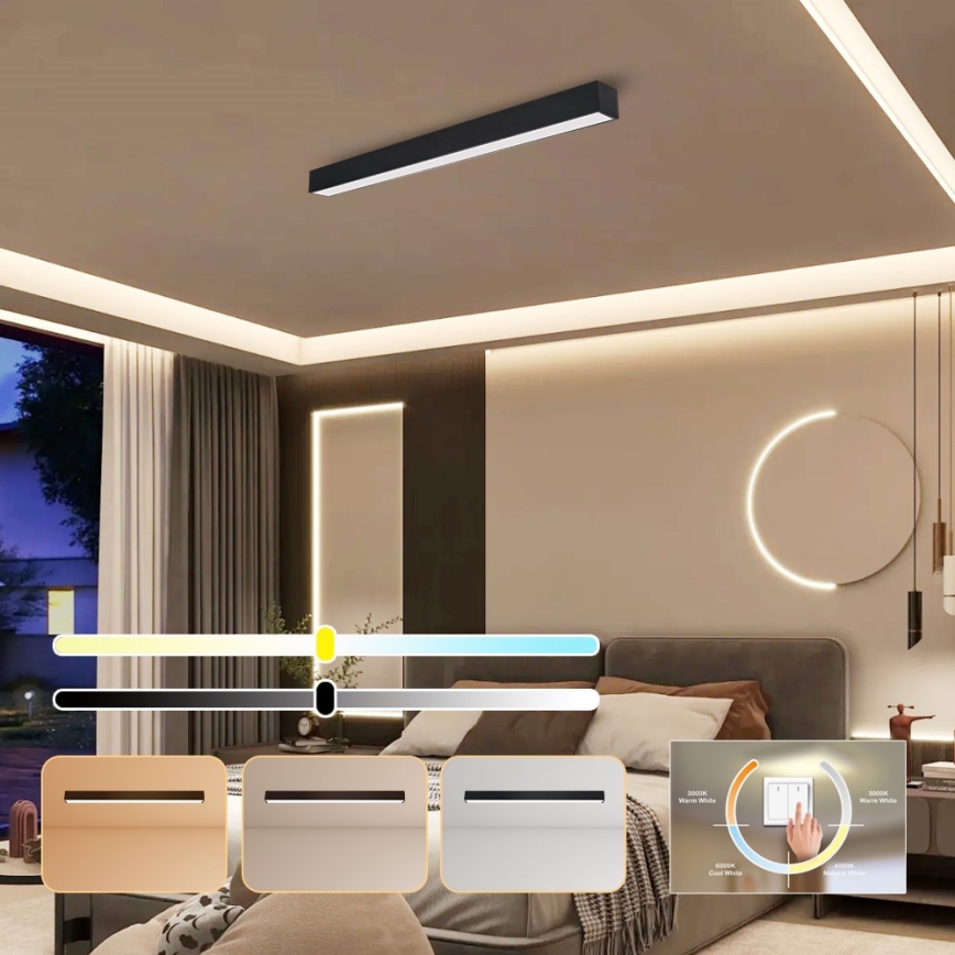 Immax NEO 07255L - LED Aptumšojama griestu lampa NEO LITE LUNGO LED/20W/230V 3000-6000K Wi-Fi Tuya melna + tālvadības pults