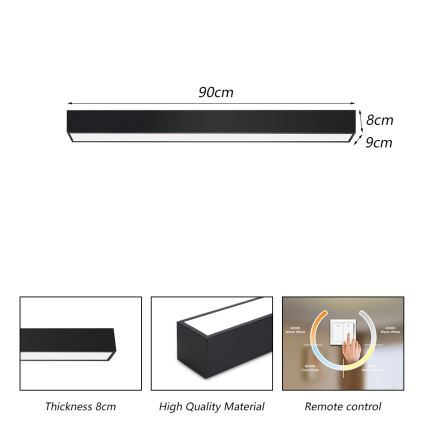 Immax NEO 07255L - LED Aptumšojama griestu lampa NEO LITE LUNGO LED/20W/230V 3000-6000K Wi-Fi Tuya melna + tālvadības pults