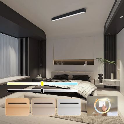 Immax NEO 07256L - LED Aptumšojama griestu lampa NEO LITE LUNGO LED/38W/230V 3000-6000K Wi-Fi Tuya melna + tālvadības pults