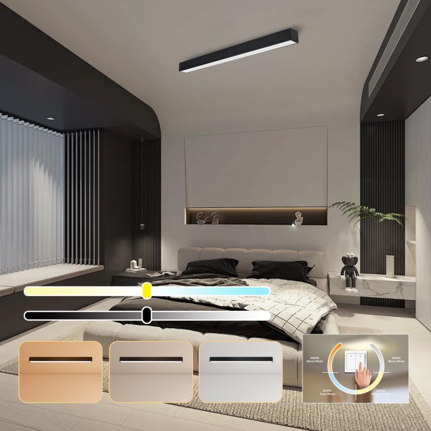 Immax NEO 07256L - LED Aptumšojama griestu lampa NEO LITE LUNGO LED/38W/230V 3000-6000K Wi-Fi Tuya melna + tālvadības pults
