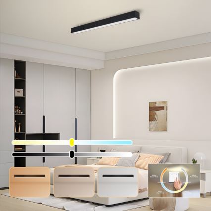 Immax NEO 07256L - LED Aptumšojama griestu lampa NEO LITE LUNGO LED/38W/230V 3000-6000K Wi-Fi Tuya melna + tālvadības pults