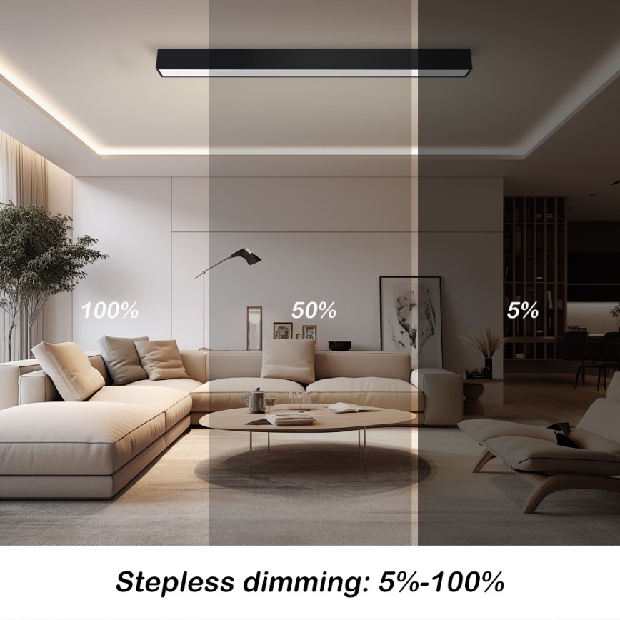 Immax NEO 07256L - LED Aptumšojama griestu lampa NEO LITE LUNGO LED/38W/230V 3000-6000K Wi-Fi Tuya melna + tālvadības pults