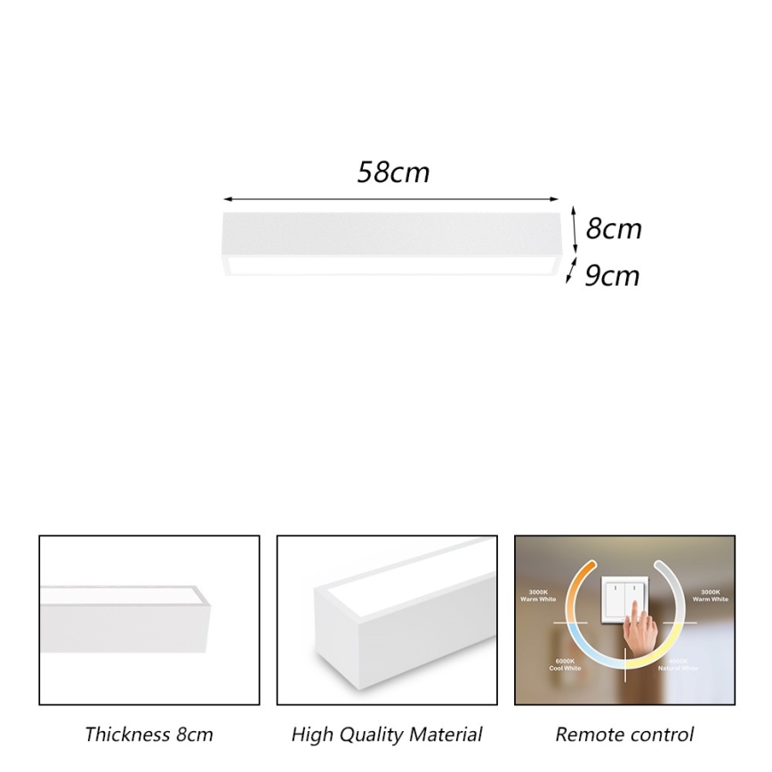 Immax NEO 07257L - LED Aptumšojama griestu lampa NEO LITE LUNGO LED/20W/230V 3000-6000K Wi-Fi Tuya balta + tālvadības pults