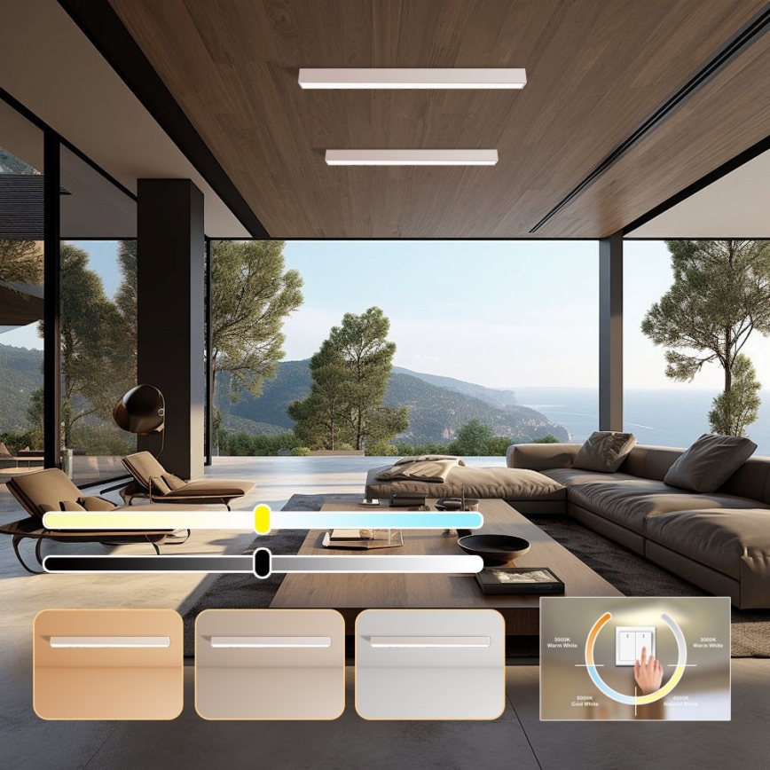 Immax NEO 07259L - LED Aptumšojama griestu lampa NEO LITE LUNGO LED/38W/230V 3000-6000K Wi-Fi Tuya balta + tālvadības pults
